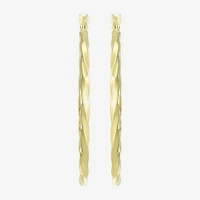 Womens 24K Gold Over Silver 40.8mm Round Hoop Earrings