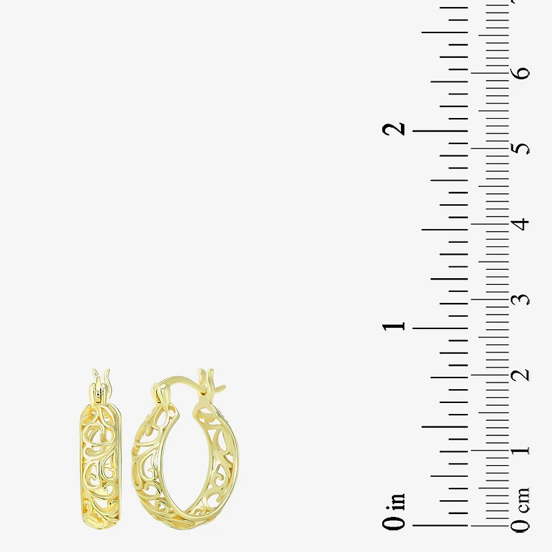 Womens 24K Gold Over Silver 18mm Round Hoop Earrings