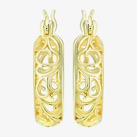 Womens 24K Gold Over Silver 18mm Round Hoop Earrings