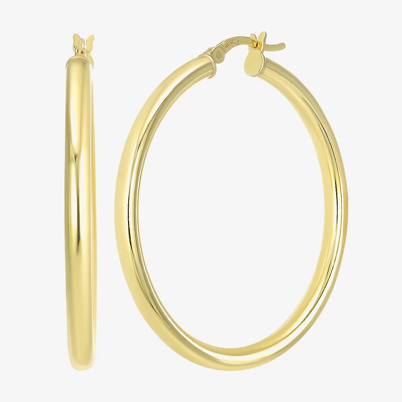 Womens 24K Gold Over Silver 40mm Round Hoop Earrings