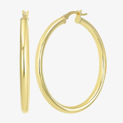 Womens 24K Gold Over Silver 40mm Round Hoop Earrings