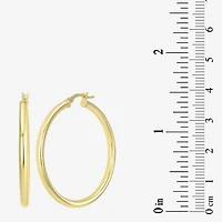 Womens 24K Gold Over Silver 40mm Round Hoop Earrings