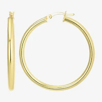 Womens 24K Gold Over Silver 40mm Round Hoop Earrings