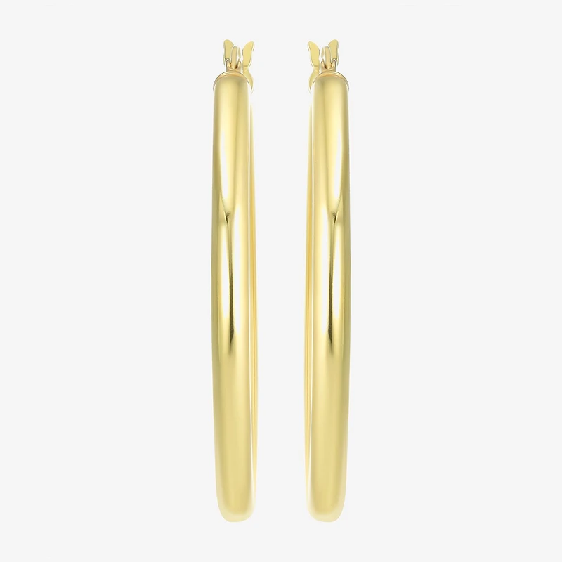 Womens 24K Gold Over Silver 40mm Round Hoop Earrings