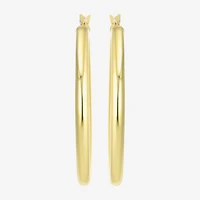 Womens 24K Gold Over Silver 40mm Round Hoop Earrings