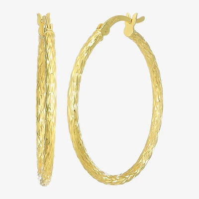 Womens 24K Gold Over Silver 30.5mm Round Hoop Earrings