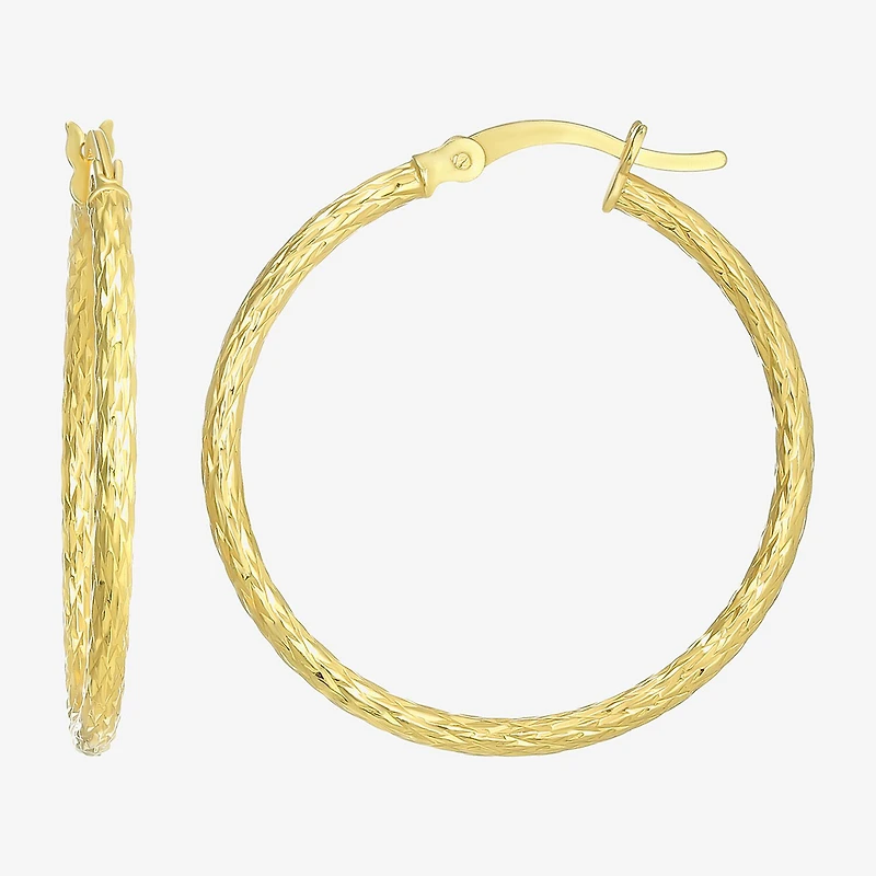 Womens 24K Gold Over Silver 30.5mm Round Hoop Earrings