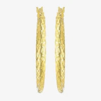 Womens 24K Gold Over Silver 30.5mm Round Hoop Earrings