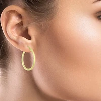 Womens 24K Gold Over Silver 30.7mm Round Hoop Earrings