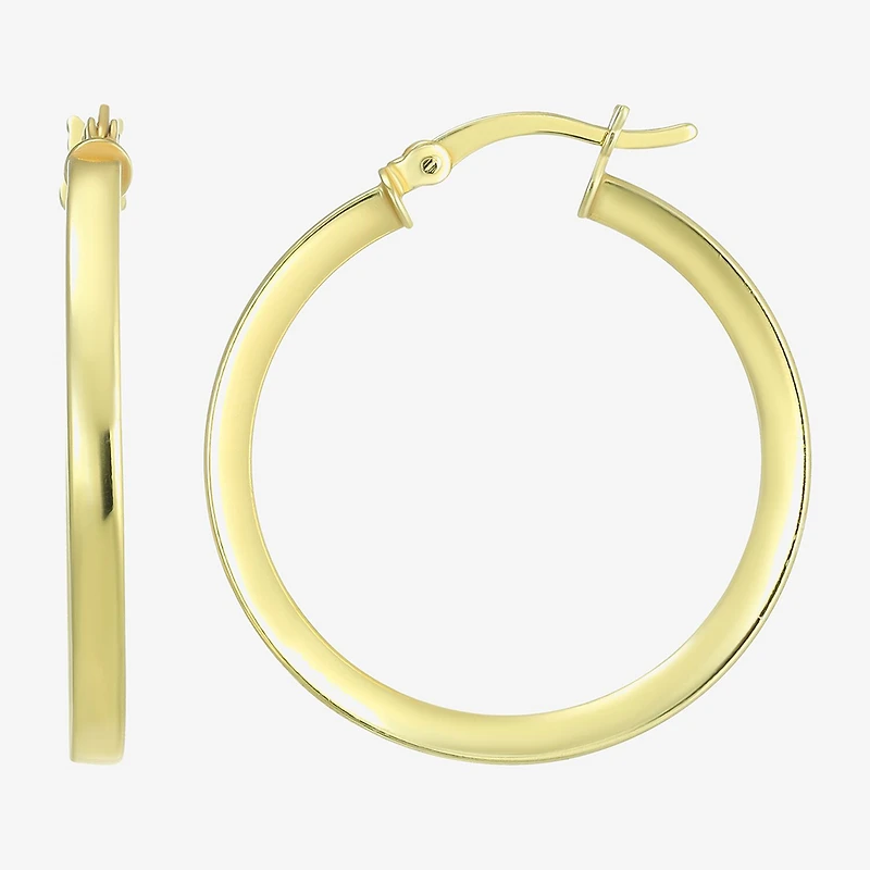 Womens 24K Gold Over Silver 30.7mm Round Hoop Earrings