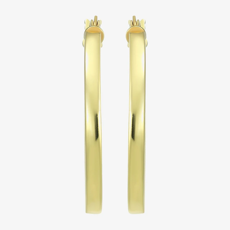 Womens 24K Gold Over Silver 30.7mm Round Hoop Earrings