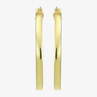 Womens 24K Gold Over Silver 30.7mm Round Hoop Earrings