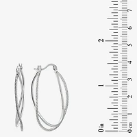 Womens Sterling Silver 37mm Oval Hoop Earrings