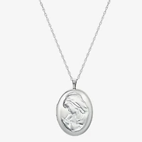 Womens Sterling Silver 18 Inch Locket Necklace
