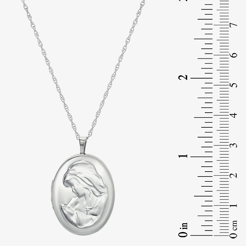 Womens Sterling Silver 18 Inch Locket Necklace
