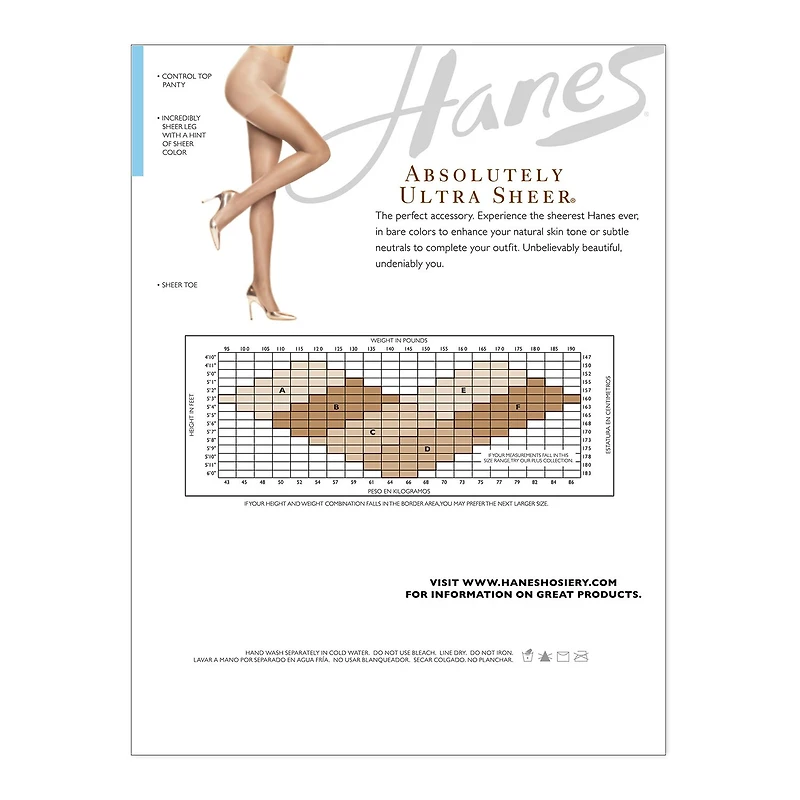 Hanes Absolutely Ultra Sheer Control Top Pantyhose 707
