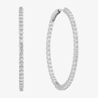 Diamonart Womens Cubic Zirconia Sterling Silver 50mm Round Hoop Earrings