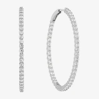 Diamonart Womens Cubic Zirconia Sterling Silver 50mm Round Hoop Earrings