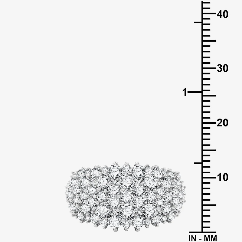 Womens 2 CT. T.W. Lab Grown White Diamond Sterling Silver Dome Cluster Cocktail Ring