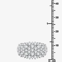 Womens 2 CT. T.W. Lab Grown White Diamond Sterling Silver Dome Cluster Cocktail Ring