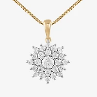 (H / I1-I2) Womens 1/2 CT. T.W. Lab Grown White Diamond 14K Gold Over Silver 18 Inch Pendant Necklace