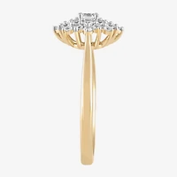 (H / I1-I2) Womens 1/2 CT. T.W. Lab Grown White Diamond 14K Gold Over Silver Cluster Cocktail Ring