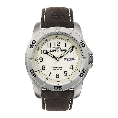 Timex® Expedition® Elevated Mens Brown Leather Strap Watch T466819J