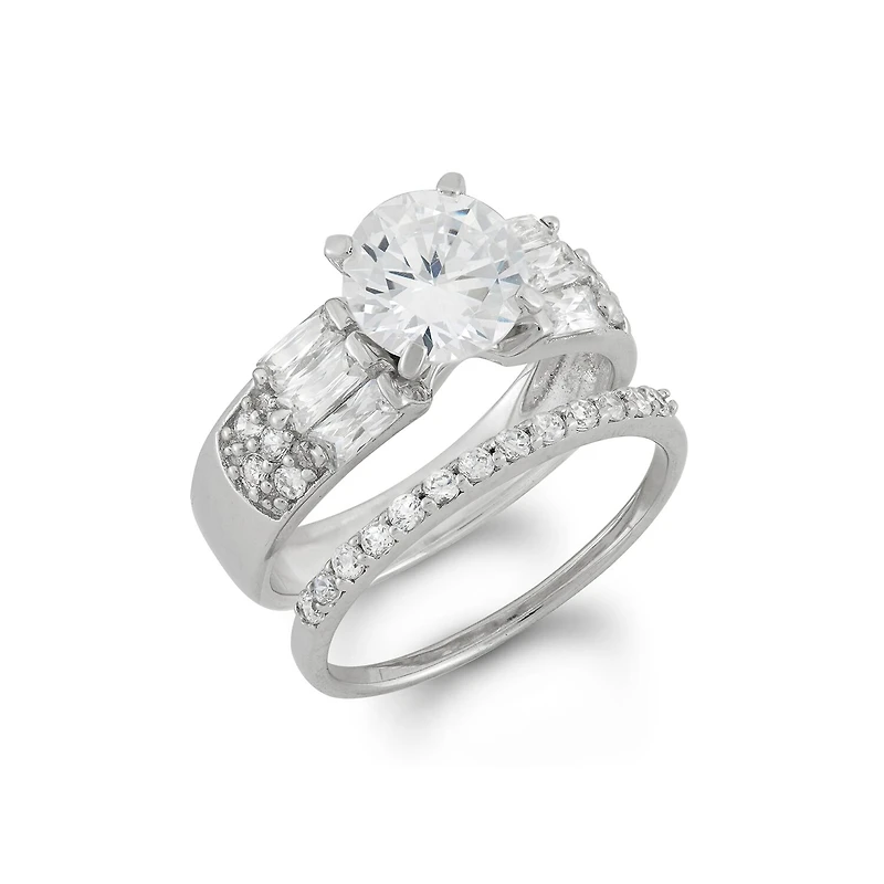 Womens 1 CT. Cubic Zirconia Sterling Silver Round Bridal Set