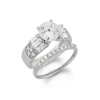 Womens 1 CT. Cubic Zirconia Sterling Silver Round Bridal Set