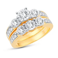 Womens 1 1/4 CT. T.W. Natural White Diamond 10K Gold Round Bridal Set