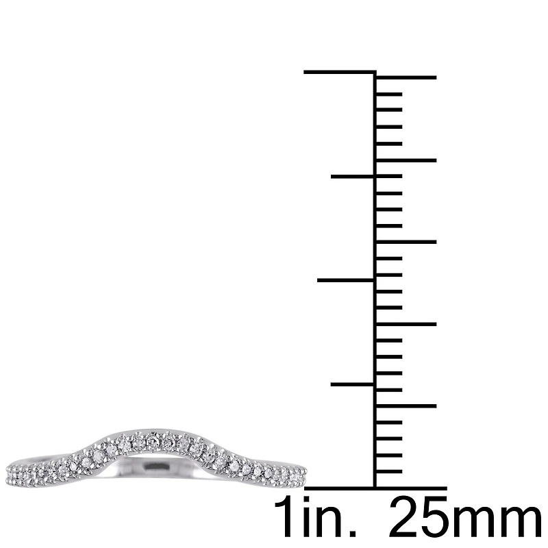 Womens 1/10 CT. T.W. Natural White Diamond Sterling Silver Curved Wedding Ring Enhancer