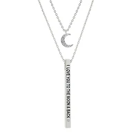 Sparkle Allure Womens Cubic Zirconia Pure Silver Over Brass Bar Moon 2-pc. Necklace Set