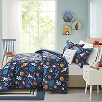 Intelligent Design Kids Conner Transportation Comforter Set with decorative pillow