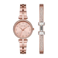 Geneva Womens Crystal Accent Rose Goldtone 2-pc. Watch Boxed Set Fmdjset068