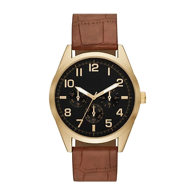 Opp Mens Brown Strap Watch Fmdjo225