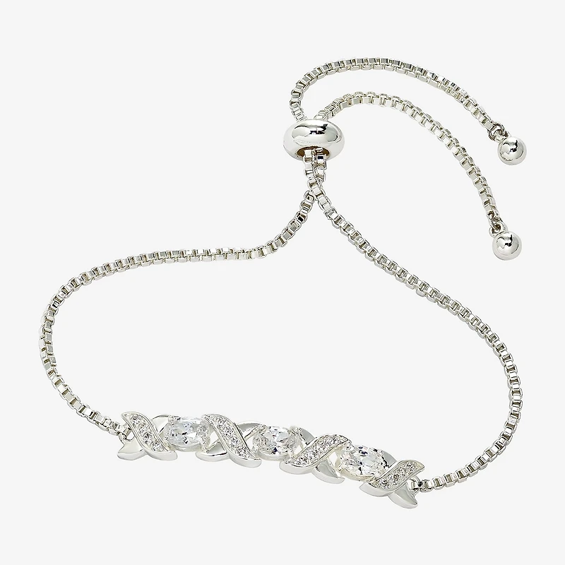 Sparkle Allure Womens Cubic Zirconia Bolo Bracelet
