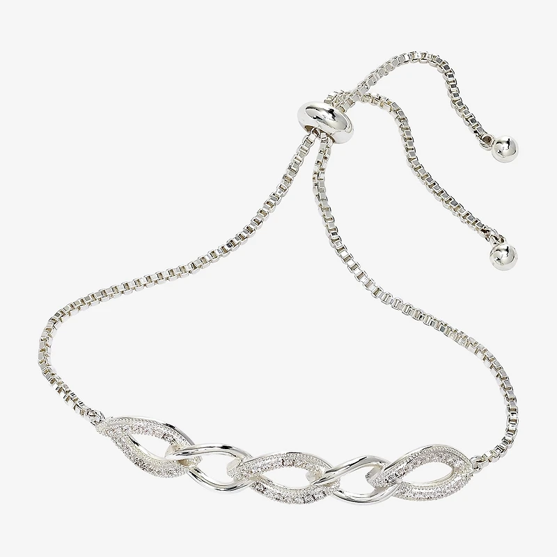 Sparkle Allure Womens Cubic Zirconia Bolo Bracelet