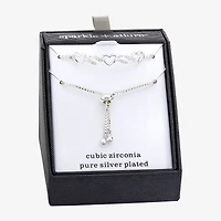 Sparkle Allure Womens Cubic Zirconia Heart Bolo Bracelet