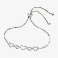 Sparkle Allure Womens Cubic Zirconia Heart Bolo Bracelet