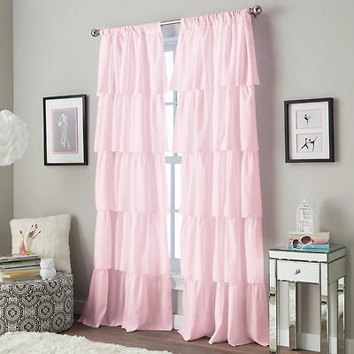 CHF Flounced Rod Pocket Light-Filtering Single Curtain Panel