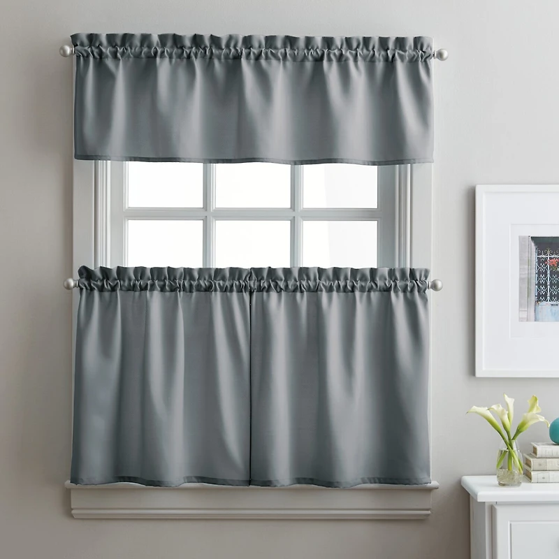 CHF Solid Twill 3-pc. Rod Pocket Window Tier