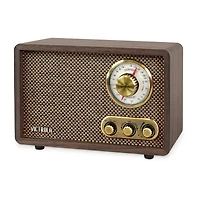 Victrola VRS-2800 Retro Wood Bluetooth AM/FM Radio with Rotary Dial