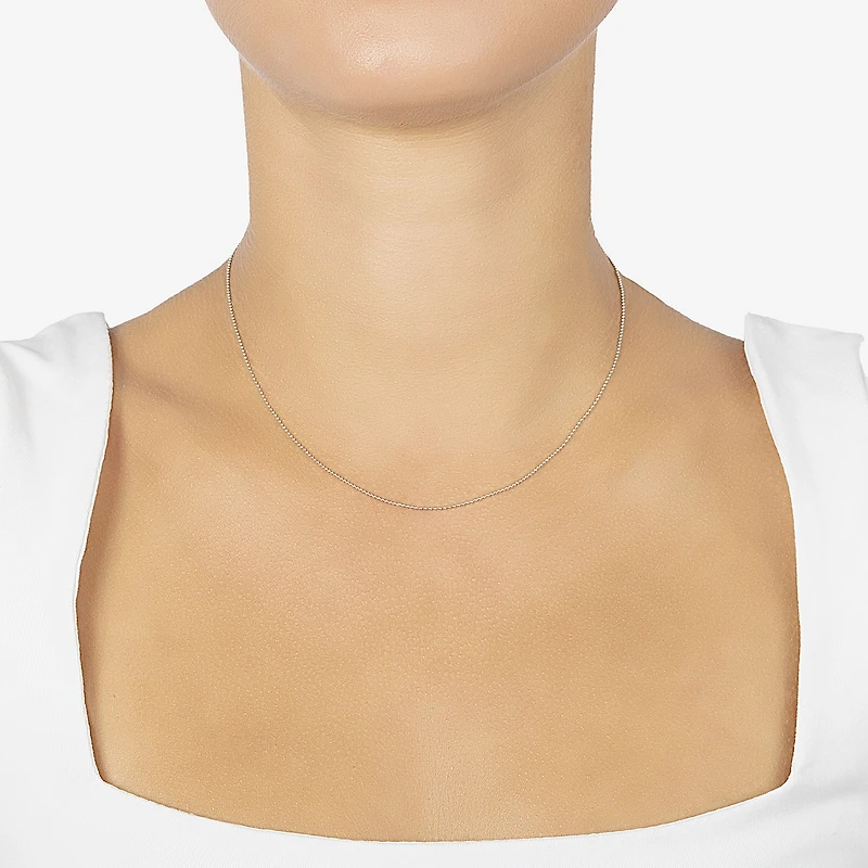 Silver Treasures Made In Italy Womens Sterling Silver 16 Inch Bead Chain Necklace
