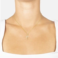 Silver Treasures Womens Cubic Zirconia 14K Gold Over Silver Cross 18 Inch Pendant Necklace