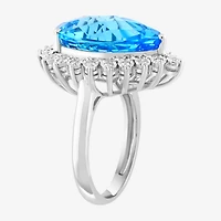Effy Final Call Limited Quantities! Womens 1/5 CT. Genuine Blue Topaz 14K Gold Halo Cocktail Ring