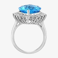 Effy Final Call Limited Quantities! Womens 1/5 CT. Genuine Blue Topaz 14K Gold Halo Cocktail Ring