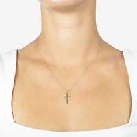 Silver Treasures Womens Sterling Silver Cross 16 Inch Pendant Necklace