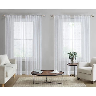 Laura Ashley Lehman Rod Pocket Sheer Set of 4 Curtain Panel