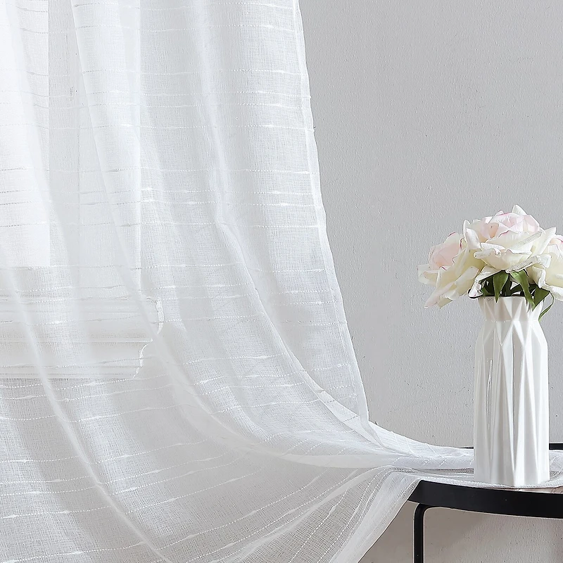 Laura Ashley Lehman Rod Pocket Sheer Set of 4 Curtain Panel