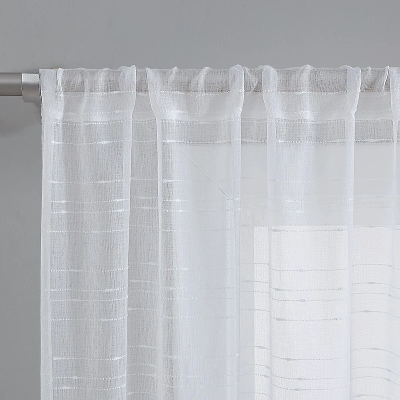 Laura Ashley Lehman Rod Pocket Sheer Set of 4 Curtain Panel